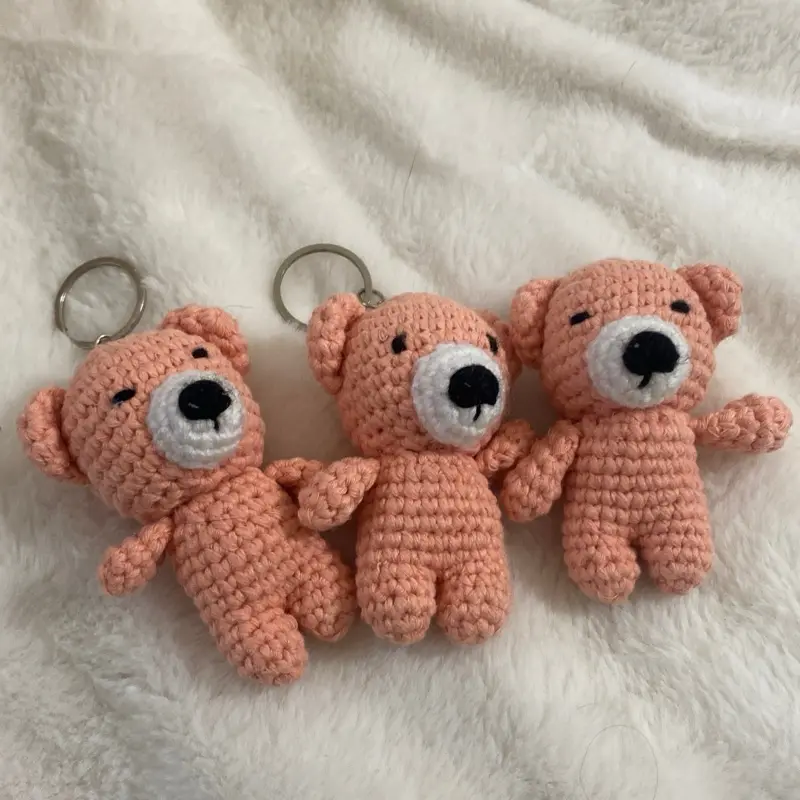 Peach Teddy Bear Keychains