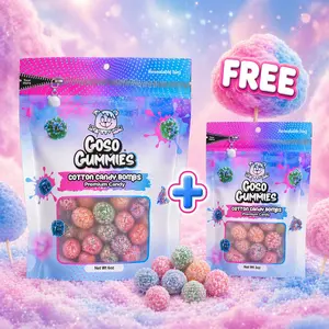 Goso Gummies Cotton Candy Gusher Bombs 6oz + FREE 3oz Bag | Gusher Bombs Candy Bundle | Sweet Chewy Cotton Candy Gummies | TikTok Viral Candy Deal tiktokshopspringglowup