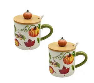 Temp-tations Special Edition S/2 20-oz Mugs with Wood Lids and Spoons