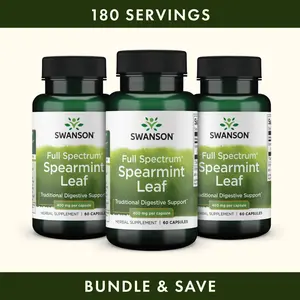 Swanson Full Spectrum Spearmint Leaf 400 mg 180 Capsules (3-Pack) Organic Natural Supplement Herbal Healthcare Digestive Support