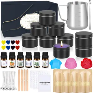 Candle Making Kit for Adults Beginners, Candle Making Supplies Accessory, DIY Scented Candle Set with Beeswax, Essential Oil, Wicks, Wax Melting Pot, Moulds, Candle Jars, Dye, Make Your Own Candles