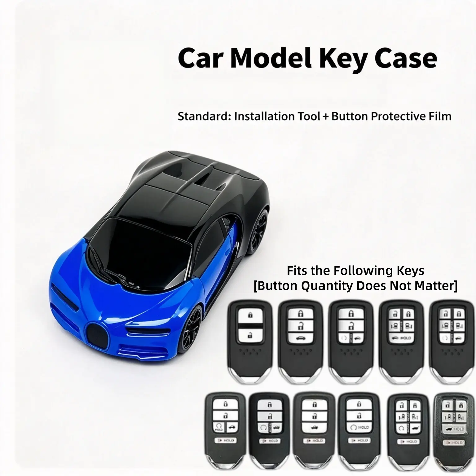 Car Key Fob Cover & Protector ABS Plastic for Honda Accord Civic CR-V Pilot HR-V - Full Coverage Smart Key Shell Case Interior Accessories