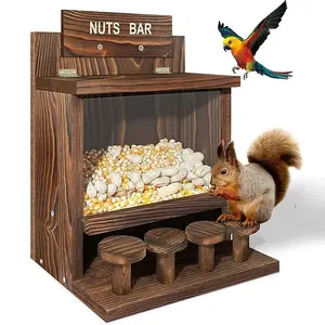 Wooden Bird Feeder, Durable Nut Bar Box for Corn & Peanut, Outdoor Bird Feeding Tool, Pet Supplies for Squirrels, Birds, Small Animals