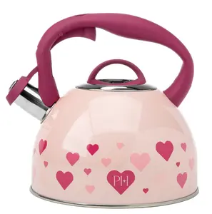 Paris Hilton Dazzling Stovetop Kettle with Heart Decal, Stainless , 9.46x8.2x8.66 inches