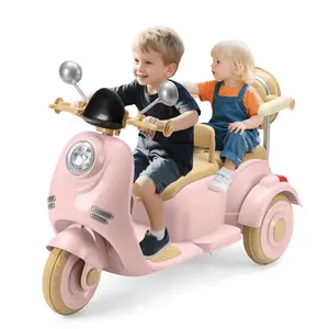 DollarDash 12V Kids Electric Motorcycle, Electric Bike for Toddler 3-6, 3 Wheels Ride On Scooter with USB,Bluetooth,Lights,Storage Box, 2 Seats Dual Motor Motorbike for Ages 3+