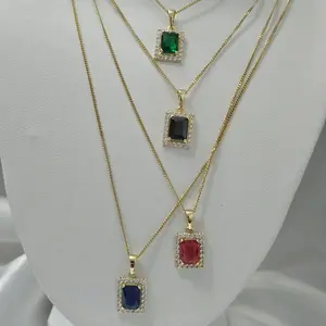 Elegant Thin Chains with Various Color Pendants 18 Inches Necklace Set for Stylish Outfits