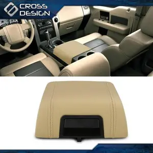 CROSSDESIGN Center Console Arm Rest 5L3Z1506024AAD Fit For 2004-08 Ford F-150 Beige Leather