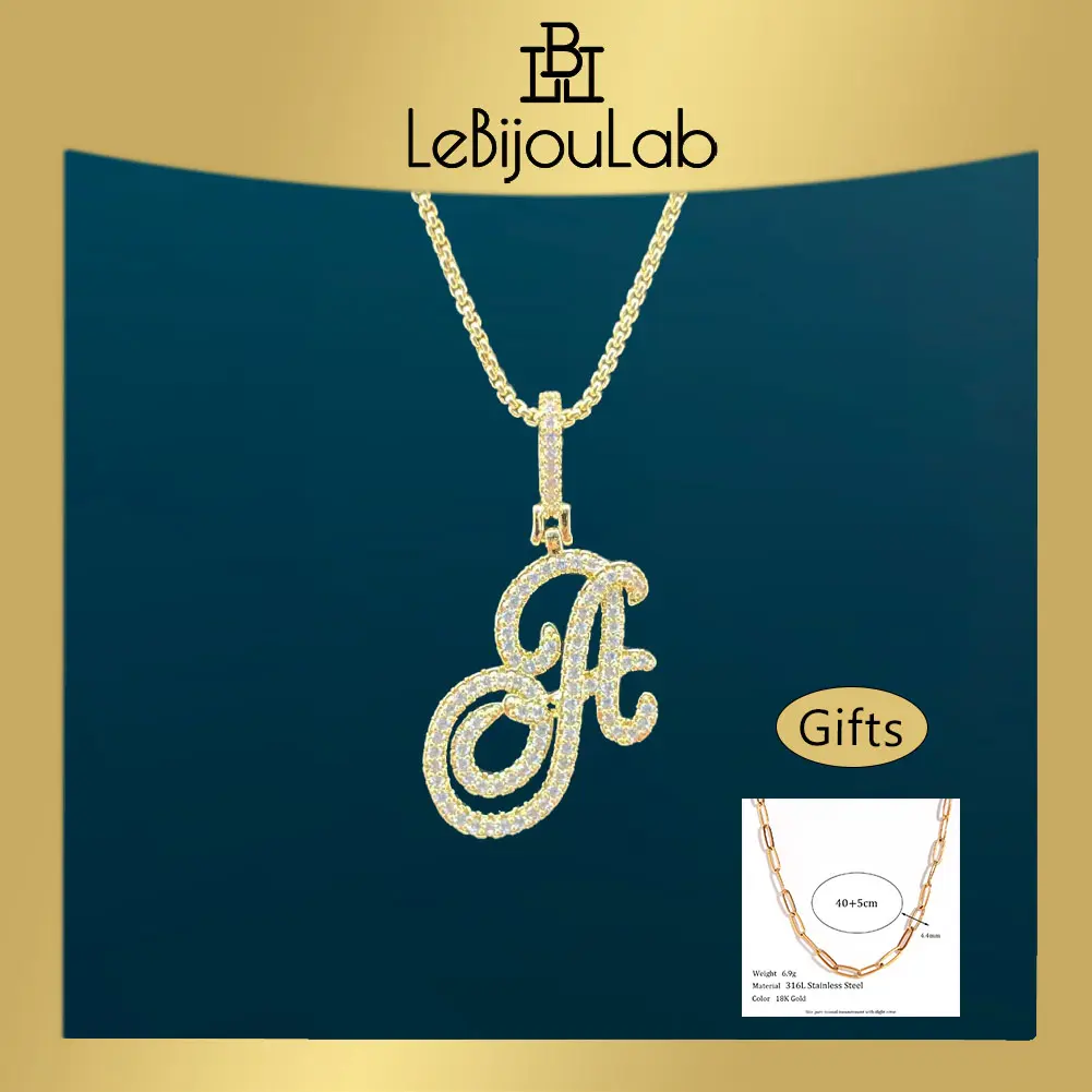 [LeBijouLab] 2026 Viral Cursive A-Z Initial Letter Necklace Gold & Silver | 18K Gold Plated | Holiday Gift | Christmas Gift | Cubic Zirconia Stone 18in+2in Extender Chain Birthday Gifts Anniversary Gift | Gifts for Girlfriend | Gifts for Wife C