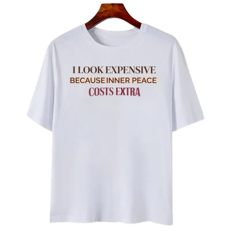Elegant Mindset Quote About Calm Spirit And Self Value Printed On Relaxed T-Shirt For Mindfulness Enthusiasts Check Cotton