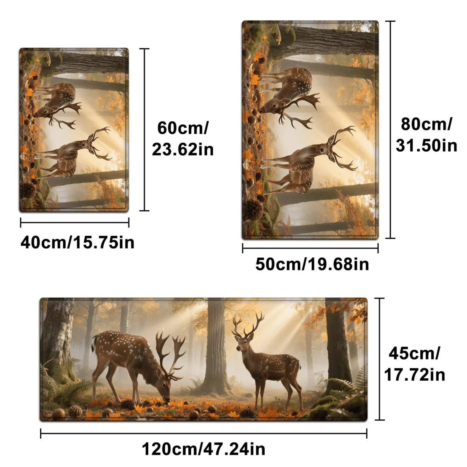 1pc Autumn Forest Woodland Deer Print Flannel Mat, Soft Absorbent Machine‑Washable Floor Rug, Home Decor Mat for Bathroom & Entryway