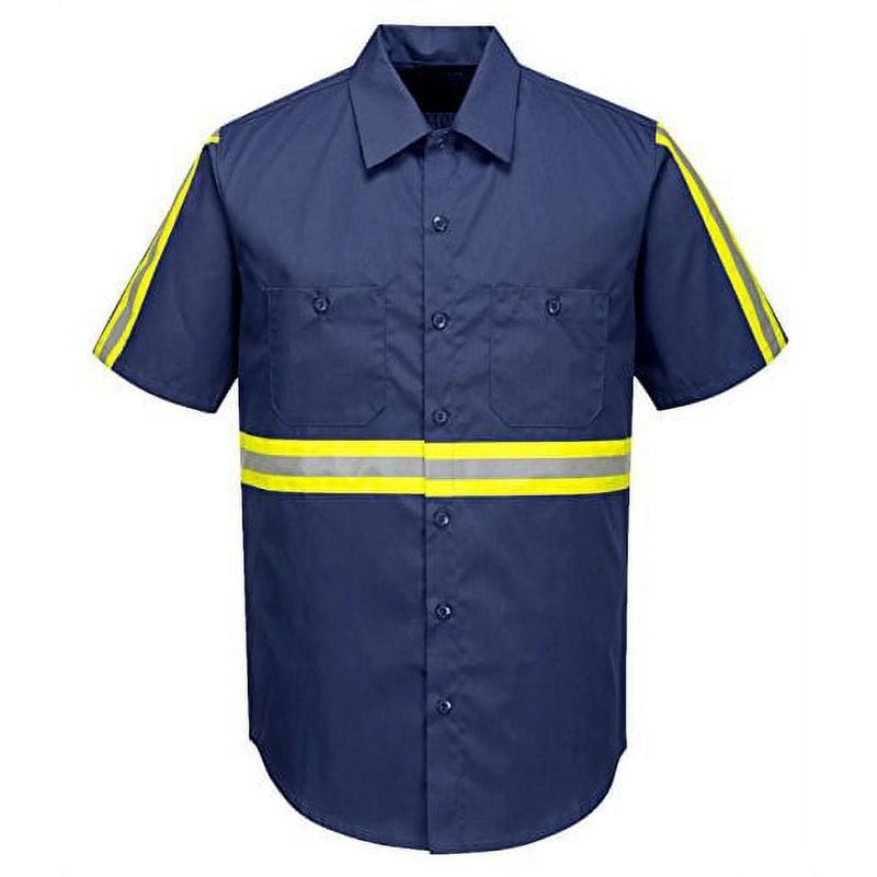 F124 Mens Reflective Iona Xtra Short Sleeve Work Shirt Navy, 4X-Large
