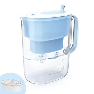 200-Gallon Long-Life 10-Cup Water Filter Pitcher with 1 Filter, NSF Certified, 5X Times Lifetime, Reduces PFOA/PFOS, Chlorine, BPA Free, Blue