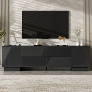 ARCH VIBE HAUS 70.8'' Modern TV Stand for TVs up to 75 Inches, Entertainment Center with Storage Cabinets, 4 Drawers and a Metal Center Leg, Minimalist Modern Media TV Console Table for Living Room   WL RR