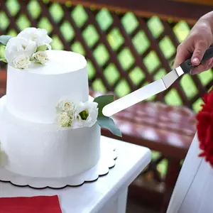 1pc, Icing Spatula, 15.24cm/20.32cm/25.4cm Angled Icing Spatula, Stainless Steel Palette Knife, Curved Offset Blade Professional Frost Cream Spatula, Lightweight Plastic Handle Icing Spatula For Cake Decoration Pastry Baking Kitchen, Kitchen Accessories