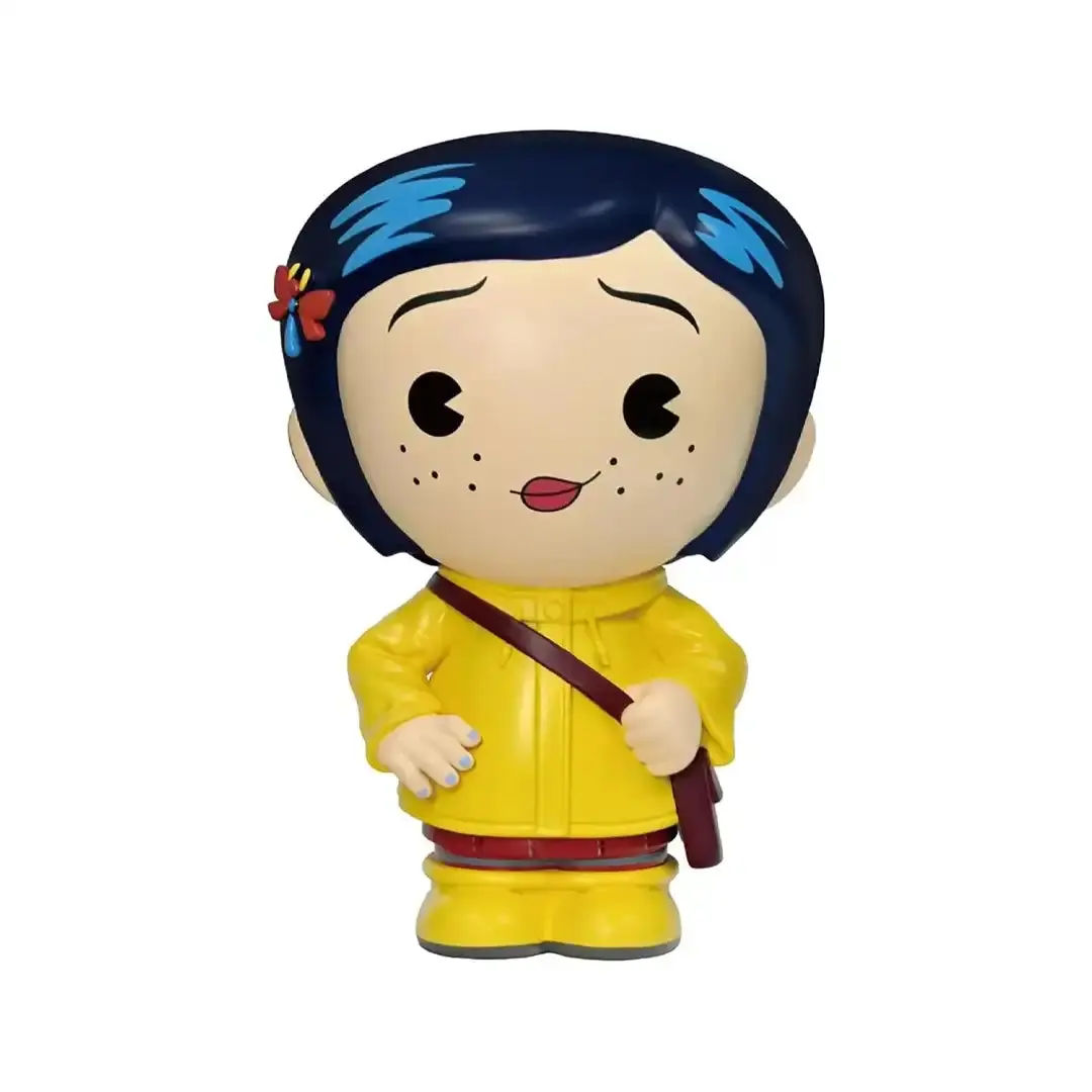 Monogram Coraline Figural Piggy Bank - PVC Coin Bank for Home Decor, Collectibles, Spooky Themed Saving Coins with Adventurous Spirit Vibe