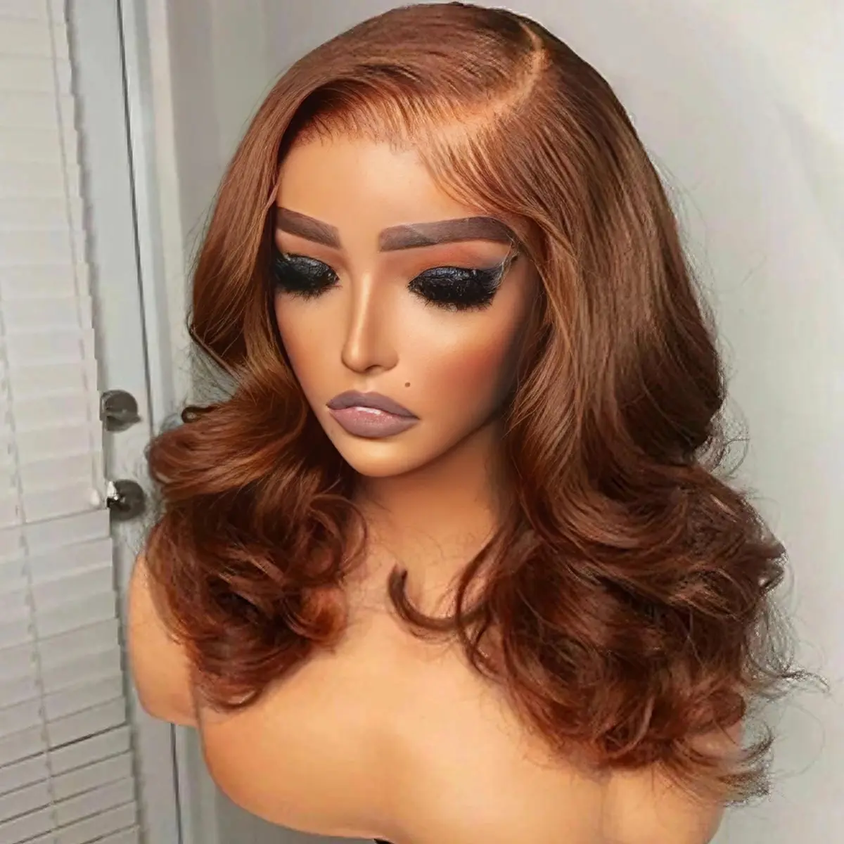 VRbest 200% Density 16 inch Chocolate Brown Bob Wig Human  display picture 1