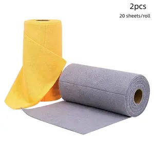 2pcs Roll of 20 Disposable Microfiber Towels, Kitchen Dry Wet Use, One-Step Tear-Off Cleaning Cloths, Ideal for Lazy People