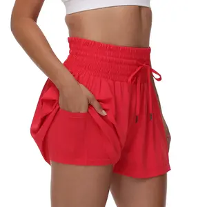 Womens Butterfly Skirt Elastic Flowy Athletic Shorts Gym Yoga Workout Running Sport Sweat Skort Golf Tennis High Waisted with Pocket Cute Comfy Lounge Pants Trendy Clothes Casual Summer OutfitsRAIMENTRY