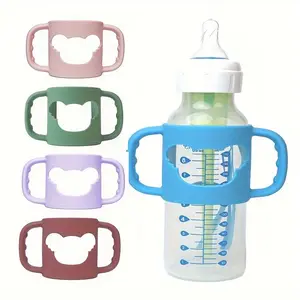Cartoon Pattern Silicone Bottle Handle, Baby Bottle Handle, Anti-drop Bottle Handle for Most Standard Caliber and Wide Caliber Bottle