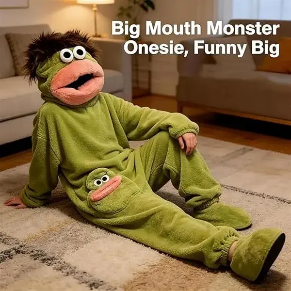 Unisex Cute Monster Pajama Set, Soft Warm Comfortable Wearable Blanket Hoodie, Zippered Cardigan for Casual Home Use & Halloween Costumes