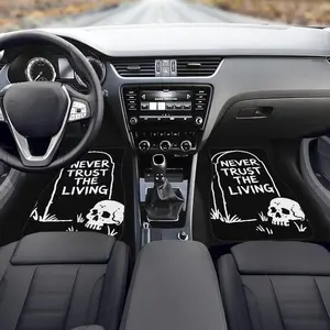 Tombstone Skull Car 4-piece Floor Mat Halloween Skull Tombstone Universal Suitable for All Models Heel Mat Never Trust Living Man Suitable for Car Floor Front and rear 2 rows set Car Floor Mats