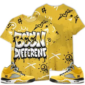 Retro T23 Tokyo 5s Shirt, Drip Been Different Outfits Streetwear Unisex Sneaker Matching Sweatshirt Fabric Menswear Top Polyester Tropical Casual