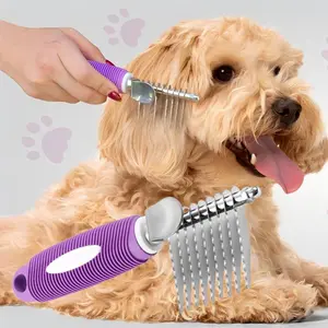 Stainless Steel Pet Hair Removal Comb, Pet Grooming Brush, Pet Hair Remover, Dog & Cat Grooming Supplies, Dog & Cat Accessories