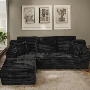 105'' Modular Sectional Sofa, Convertible L Shaped Cloud Couch with Memory Foam, Corduroy Boneless Sectional Couches for Living Room, No Assembly Required