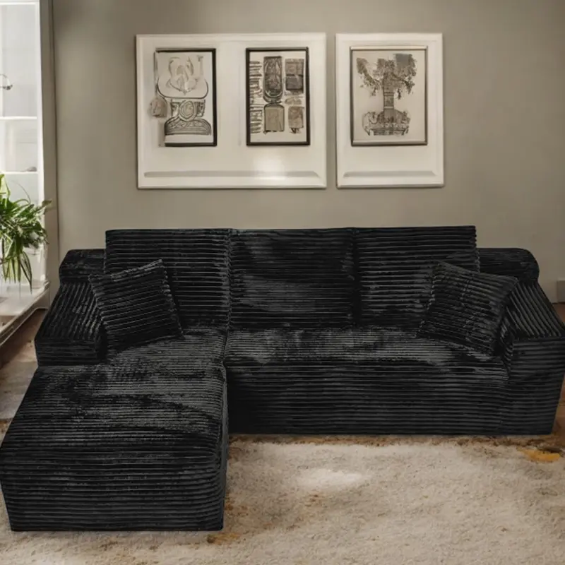 105'' Modular Sectional Sofa, Convertible L Shaped Cloud Couch with Memory Foam, Corduroy Boneless Sectional Couches for Living Room, No Assembly Required