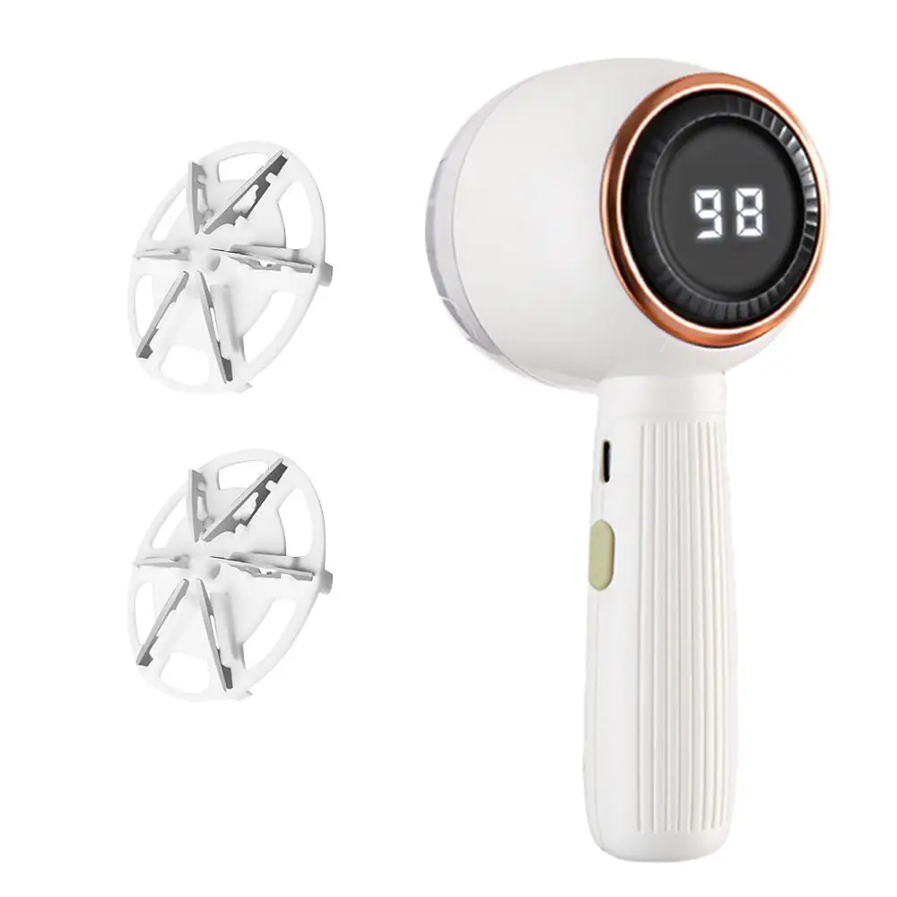 Rechargeable Lint Remover with 2 Replaceable Stainless Steel 6-Leaf Blades(1 Free Extra Included) | Fabric Shaver with 3-Speed Settings & LED Display