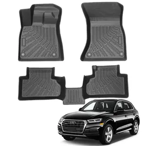 Canvcle Floor Mats for Audi Q5 SQ5 2018-2025 Include Sportback (Not for Q5 PHEV Models) Heavy-Duty TPE Odorless All-Weather Protection Anti-Slip Grooves Waterproof Easy Clean