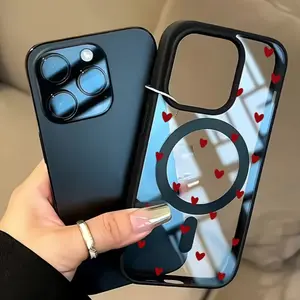 Magnetic Rose Flower Illustration Phone Case, Durable Christmas Decoration, Anti-Drop Thickened Cover for iPhone 11-16 Pro Max