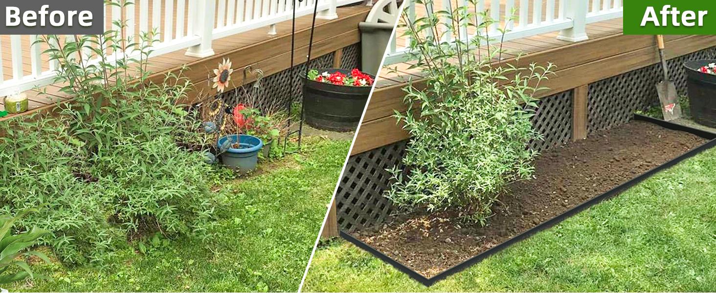 No Dig Landscape Edging Border, 2'' Tall 40FT Garden Edging Kit with 60pcs Anchoring Stakes for Lawn, Gardens and Yards (Black)