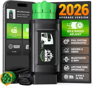 [Father's Day Gift]- ANCEL HD200 Bluetooth Heavy Duty Truck Scanner, Speed Limit Reset Tool for Cummins & Caterpillar Engines Diesel Diagnostic Tool, All System 2 In 1 HDOBD & OBD2 Truck & Car Code Reader, Lifetime Free Updates,