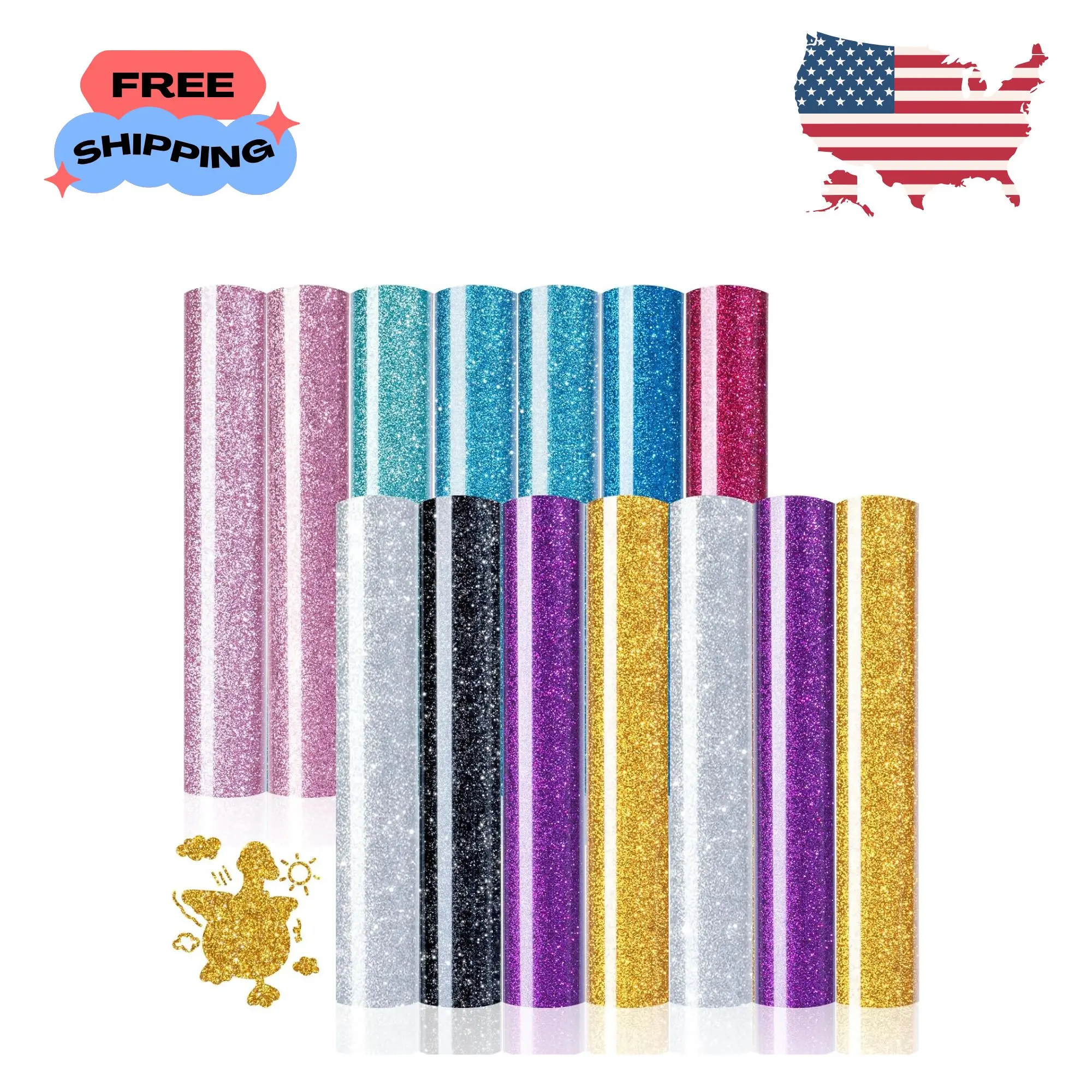 Glitter Heat Transfer Vinyl Bundle - 15 Pack 12" x 10"