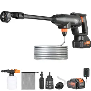 【Summervibes】VEVOR Cordless Pressure Washer,  580-PSI 1.1 GPM Portable Power Cleaner, Handheld High-Pressure Car Washer Gun with 4.0Ah Battery, Charger, 6-in-1 Nozzle, for Home/Floor Cleaning & Watering