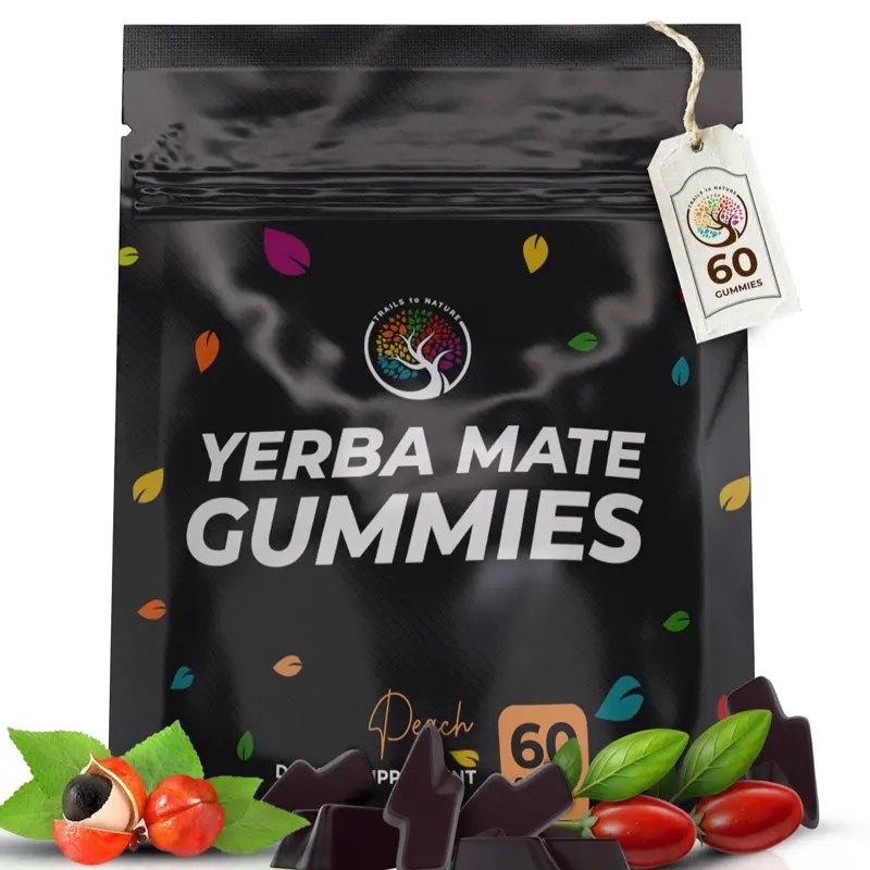All-in-One Wellness Gummies with 8 Superfoods – All-Natural, Vegan, Jitter-Free Focus & Energy Supplement – 60 Gummies - Peach Flavor - Yerba Mate + Matcha + Green Tea + Guarana + Guayusa + Cordyceps Mushrooms + Goji Berries + Vitamin B12