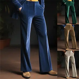 Men's Velvet Slant Pocket Comfortable Business Casual Vacation Fashion Flared Trousers