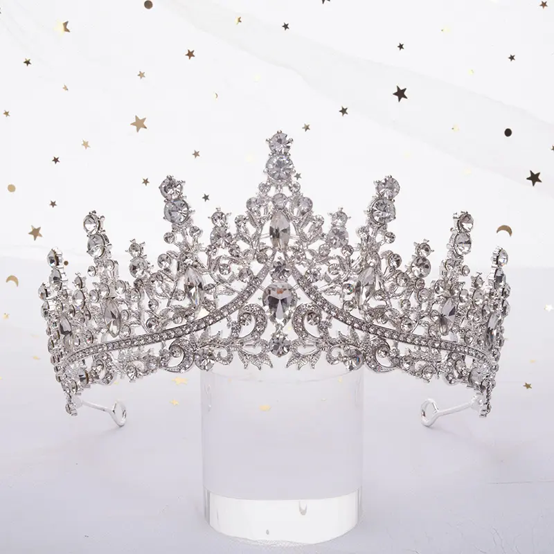 - Silver Wedding Crystal Tiaras and Crowns for Women Royal Queen Headband NEW Silver Wedding Crystal Tiaras and Crowns for Women, Bride  main image 4