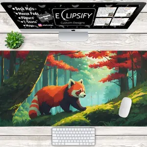 Red Panda Mouse Pad, Kawaii Desk Mat, Red Panda Desk Mat, Animal Mouse Pad, Forest, Gamer Mouse Pad, Gamer Desk Mat