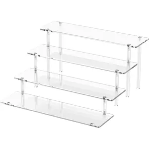 4 Tier Acrylic Display Risers, Clear Perfume Organizer Stand, Large Cupcake Stand Holder, Dessert Display for Party, Display Shelf for Figure and Collection, Riser Stand for Decoration and Organizer No Brand