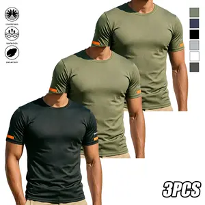 Men's 3-Pack Solid Polyester T-Shirts - Casual Crew Neck with Quick-Dry, Breathable Fabric for Gym, Travel & Summer, Tshirt, Menswear