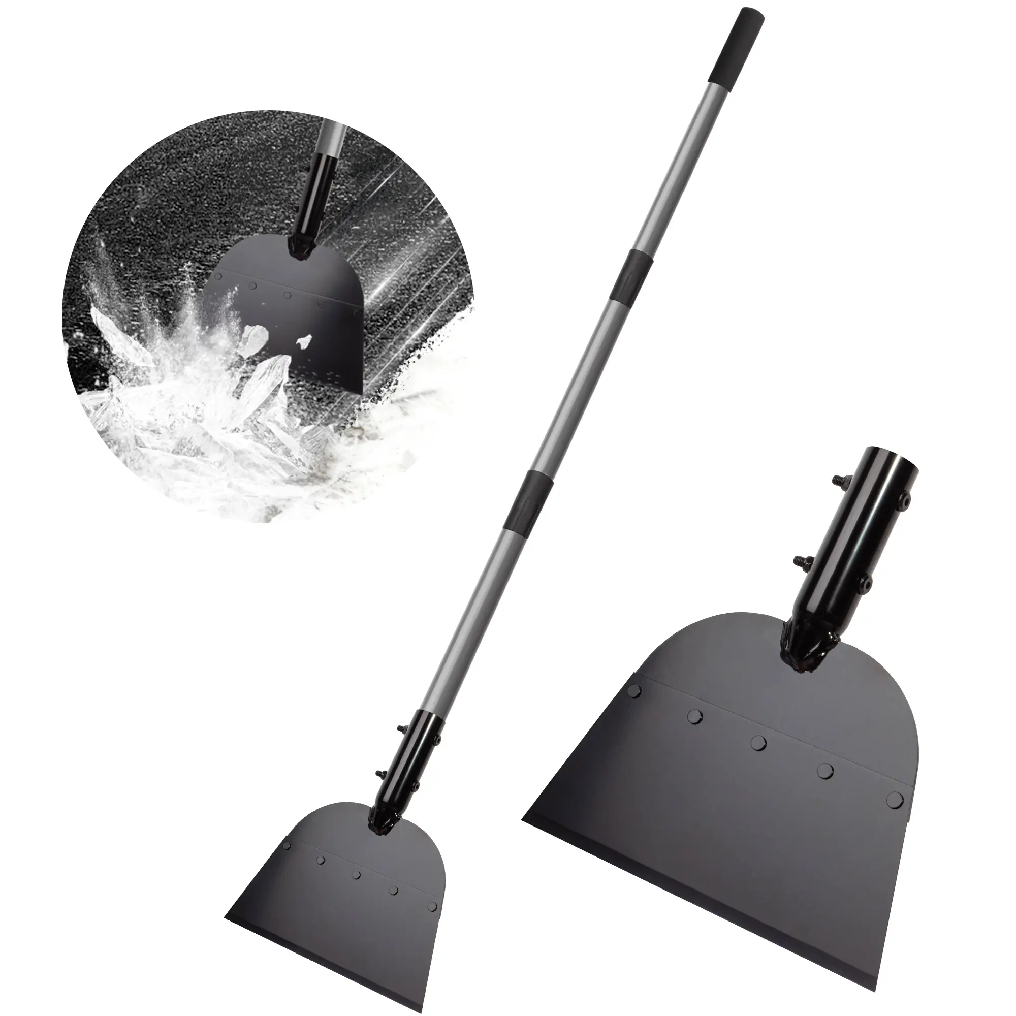 Walensee Snow Shovel, Ice Scraper, 54 inch Snow Ice Chopper for Walkway, Steel Ice Removal for Road, Outdoor Multifunctional Garden Cleaning Flat Shov