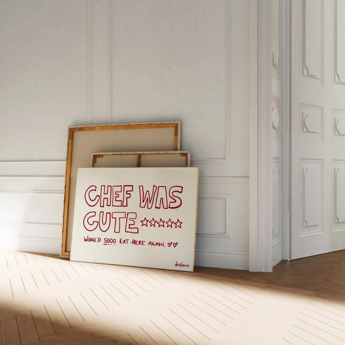 Chef Was Cute Wall Art, Cute Kitchen Poster, Handdrawn Foodie Illustration, Would Eat Here Again Above Sink Print, Gift for Chef, Room Decor, Unframed