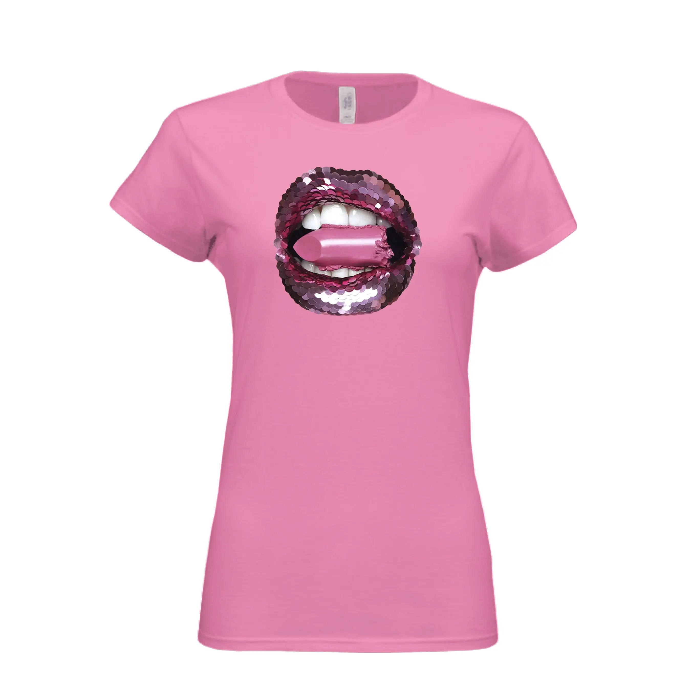 Gildan G640L Lipstick Lipstick Damen Softstyle T-Shirt 4.5 oz 100% Preshrunk Cotton Farben Heather Navy productName