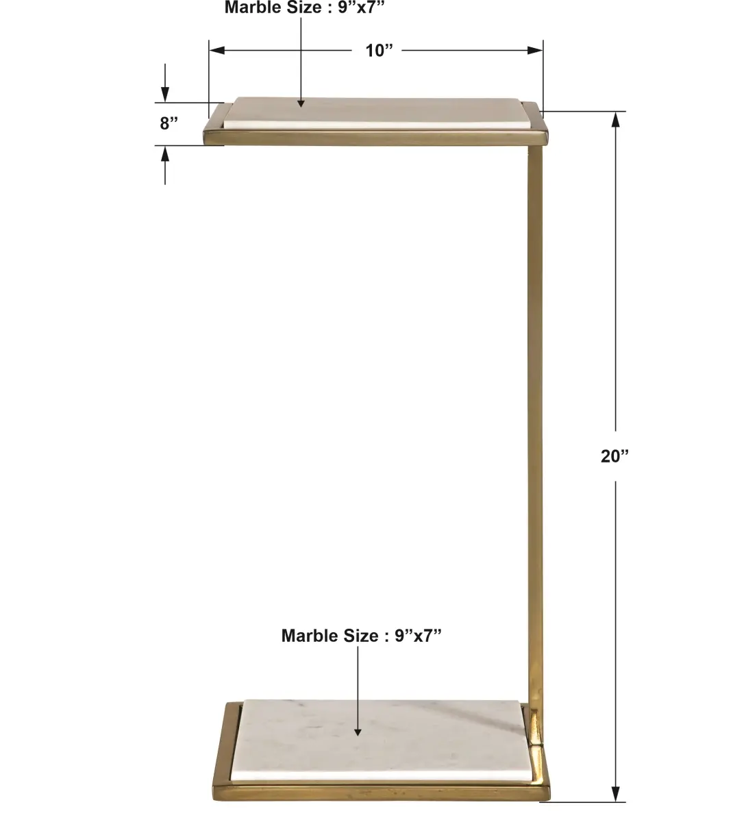 Uttermost 22943 Elevate White Marble Drink Table, 24x22.5x22.5 in, Minimal Aesthetic Home Bar Furniture, Space-Saving Indoor Tables & Desks, Space-Saving Home Bar Furniture