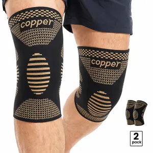 2PCS-Copper Knee Braces for Men and Women (2 pack) -Knee Supports Copper Compression Knee Sleeve for Knee Pain, Arthritis, Sports and Recovery Support (Large)