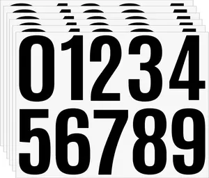 4 Inch Black Number Stickers 0-9, 6 Sheets Self Adhesive Vinyl ,  Durable Labels for Address Sign, Garage Door, Fence, Outdoor Labeling NumbersBlack