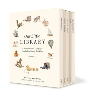 Our Little Library: A Foundational Language Vocabulary Board Book Set for Babies, Including Farm & Forest Animals, Fruits & Veggies, Toys & More (Tabitha Paige Children's Book Series) -  Tabitha Paige - Board book