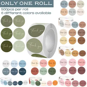 One Roll of Thank You Stickers, 1 Inch Morandi Color Series Round Label Stickers, 6 Different Colors Available, Ideal for Store Packaging, Envelopes, Gift Wrapping & Handmade Crafts